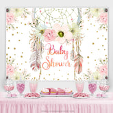 Lofaris Dreamcatcher Floral Pink Theme Baby Shower Backdrop